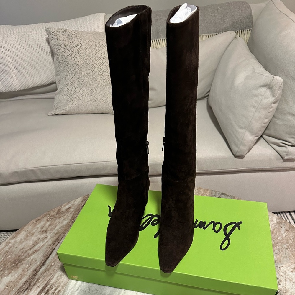 Sam Edelman Dark Brown Suede Heeled Boots